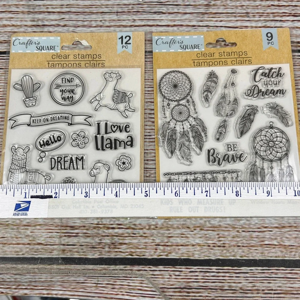 Crafter's Square Clear Stamps Llama Cactus Dreamcatcher Boho 2 Pack 21pc 325468‎